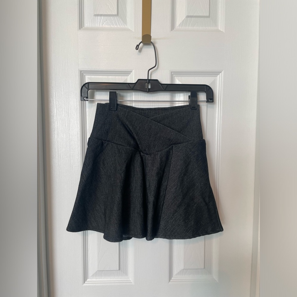 Halara High Waisted Crossover Knit Denim Flare Skort
